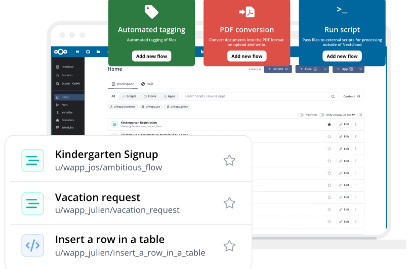 nextcloud flow solution