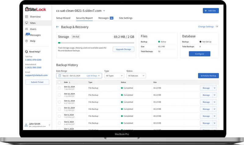 Sitelock backup service