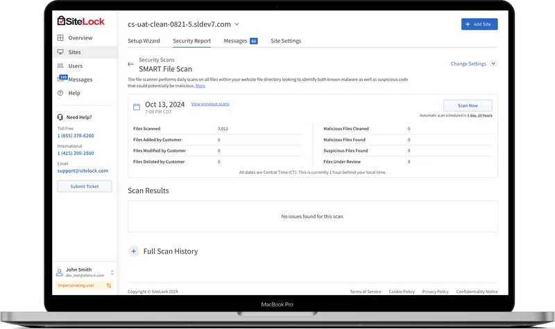 Sitelock smart scan service