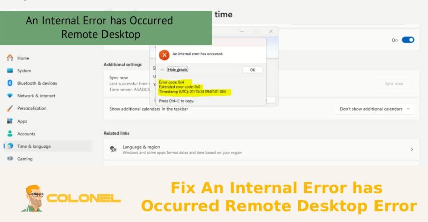 Fix An Internal Error has Occurred Remote Desktop Error