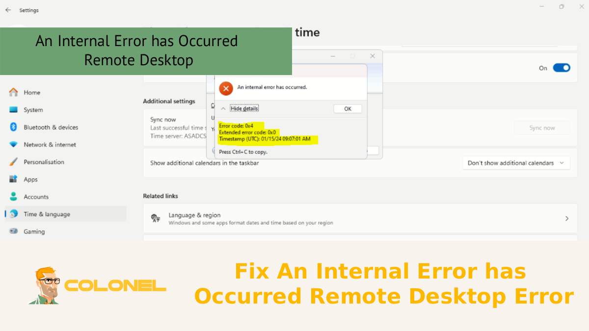 Fix An Internal Error has Occurred Remote Desktop Error