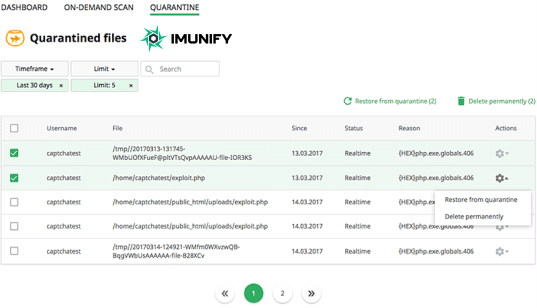 imunify360 Waf demo show