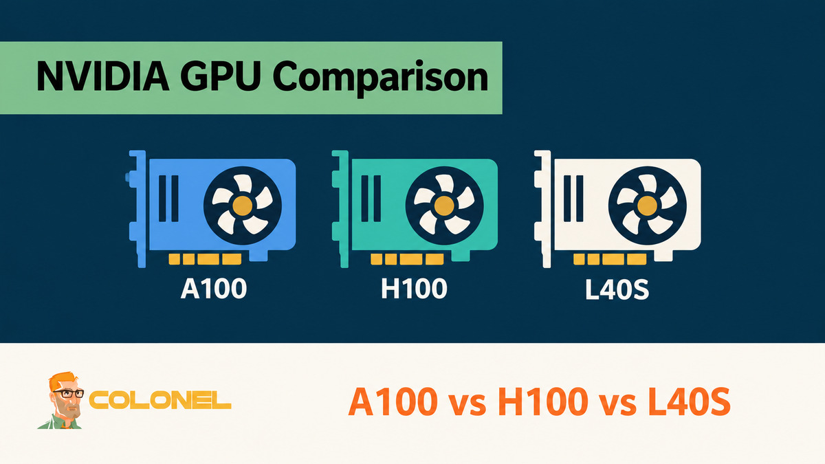 Illustrated A100, H100 and L40S accelerator comparison