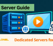 Dedicated server and television illustrating IPTV hosting