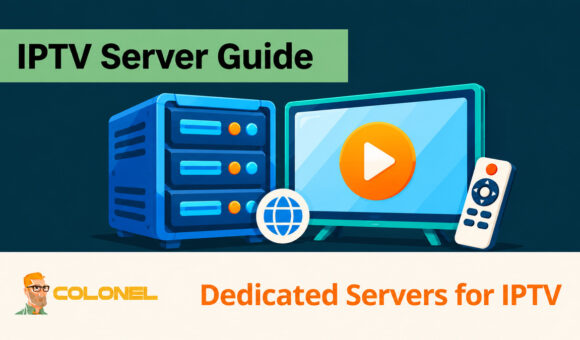 Dedicated server and television illustrating IPTV hosting