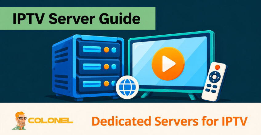 Dedicated server and television illustrating IPTV hosting