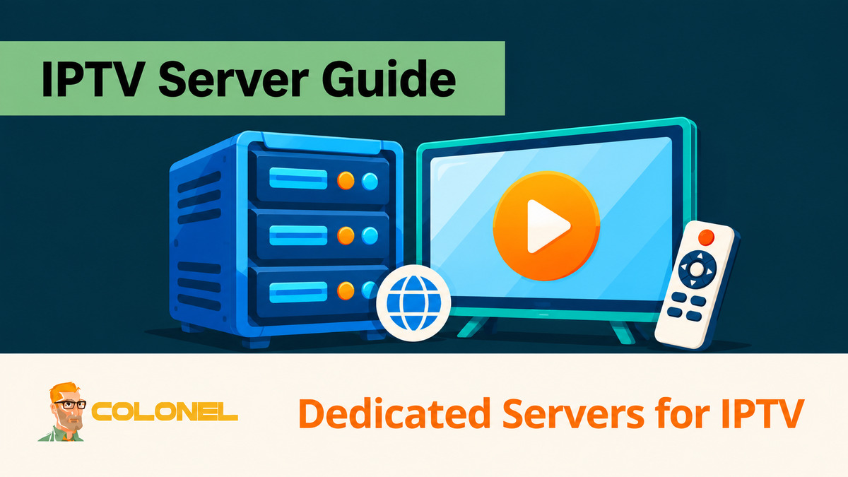 Dedicated server and television illustrating IPTV hosting