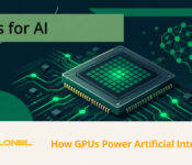 GPU processor and neural network motif representing AI acceleration