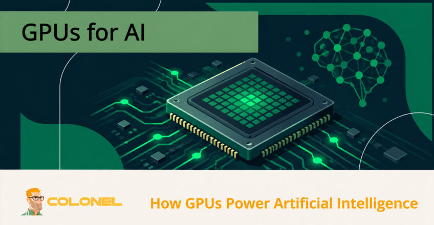 GPU processor and neural network motif representing AI acceleration