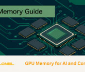 GPU processor surrounded by memory chips on a circuit board