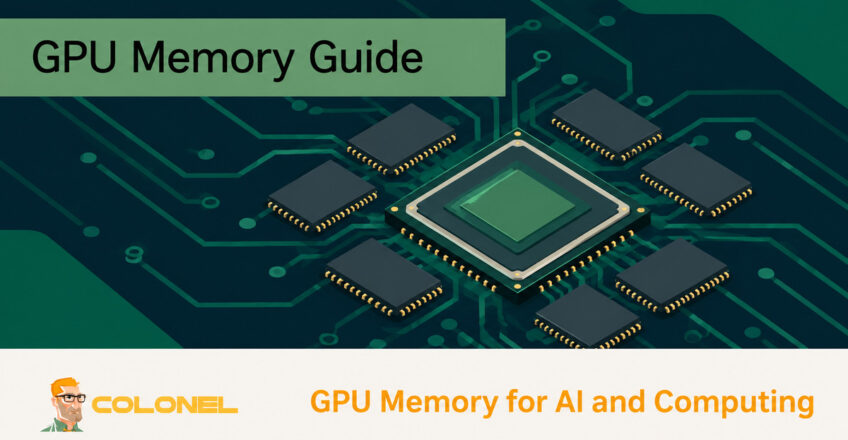 GPU processor surrounded by memory chips on a circuit board