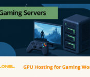 GPU gaming server beside a controller and a display showing a game scene