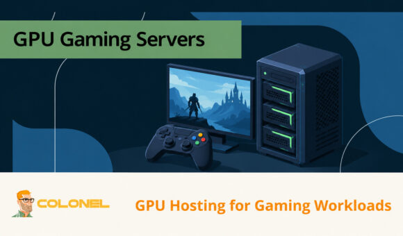 GPU gaming server beside a controller and a display showing a game scene